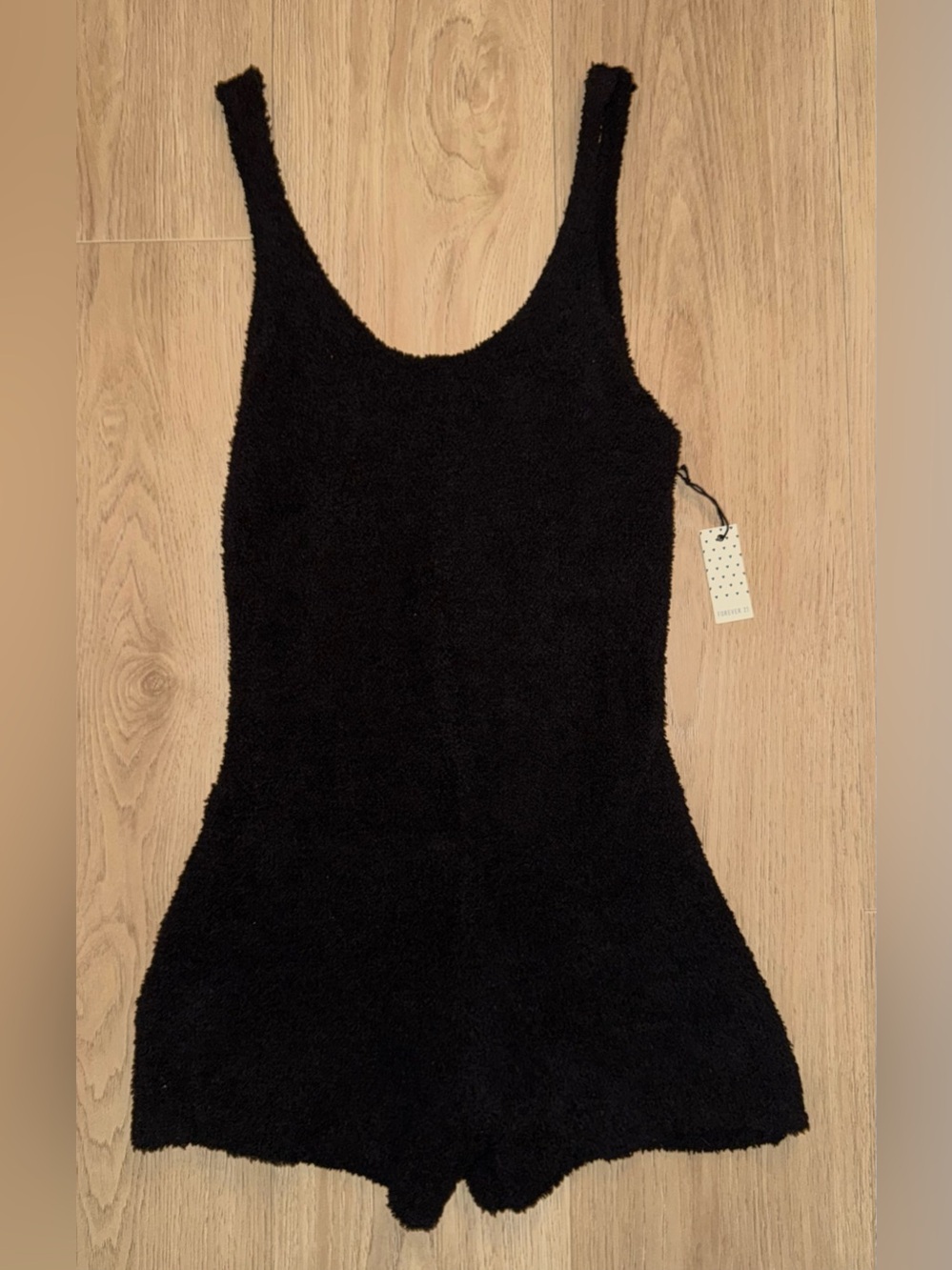 FOREVER 21 Black Fuzzy Sleeveless Romper‎